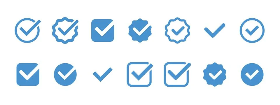 Checkmark icon. Verified checkmark icon set. Vector illustration Stock Illustration