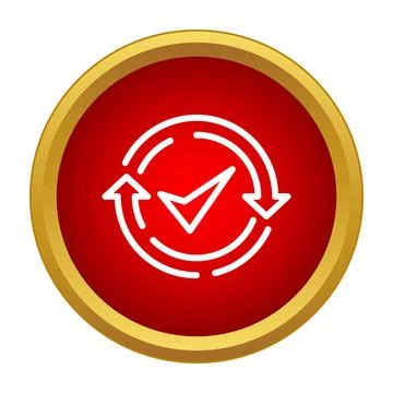 Checkmark inside rotating arrows process progress icon Stock Illustration