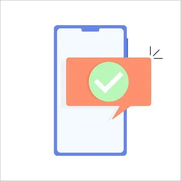 Checkmark notification approve on smartphone, accept tick update 스톡 일러스트