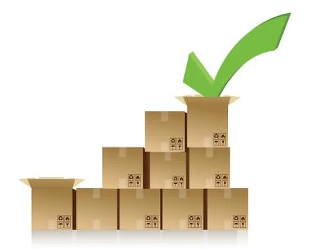 Checkmark over a box graph illustration design Stock Illustration