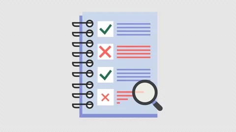 Checkmark sign on the data validation checklist icon in a cartoon animation. Stock Footage 316649883