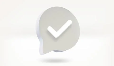 Checkmark on speech bubble. 3d vector illustration Illustrazione stock