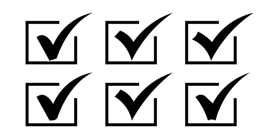 Checkmark in Square Box Frame Icons Stock Illustration