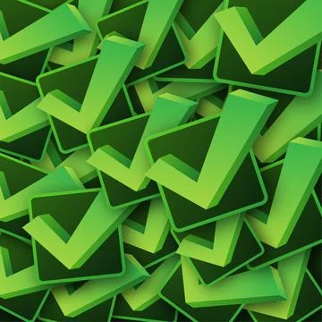 Checkmark sticker pattern. Green approved pattern on white background. Vector イラスト素材