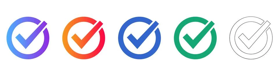 Checkmark Success Icon Set Stock Illustration