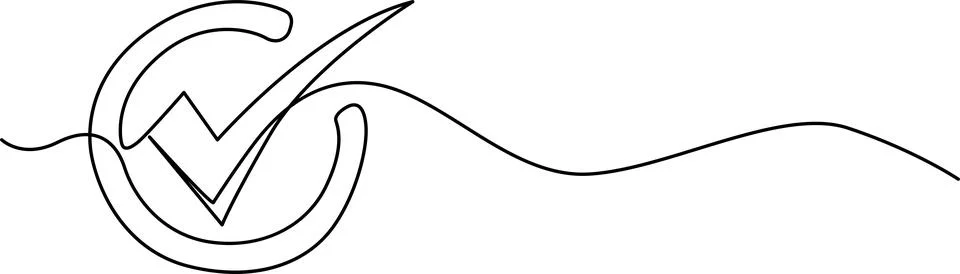 Checkmark symbol on wavy line Vector Illustrazione stock
