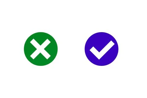 Checkmark vector icon, approved symbol vector. check mark icon , Cross mark.. Stock Illustration