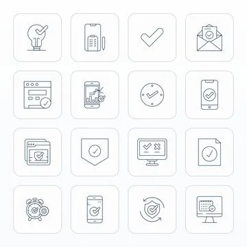 Checkmark Vector Icon Repository containing 16 Thin Line 256x256 Detail Enh.. Stock Illustration