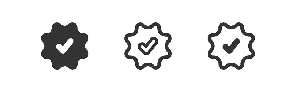 Checkmark verification icon. Check mark profile button. Verify account and .. Stock Illustration