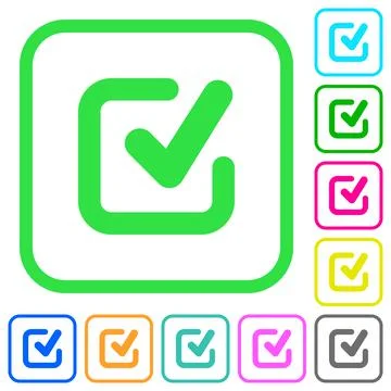 Checkmark vivid colored flat icons icons Illustrazione stock