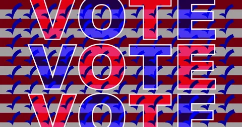 Checkmark Vote Red, White And Blue Vote Graphic Video stock 134570088