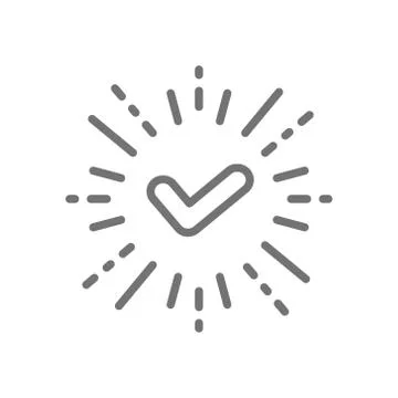 Checkmark, yes, tick, verified, approved line icon. Stock-Illustration