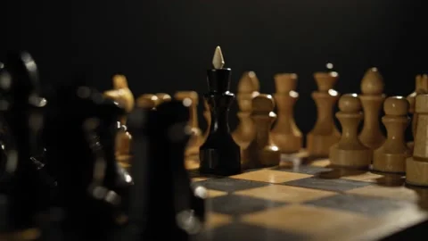 Checkmate - Dolly track medium shot along game of chess Video stock 135006449