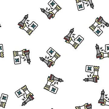 Checkmate game process vector seamless pattern Illustrazione stock