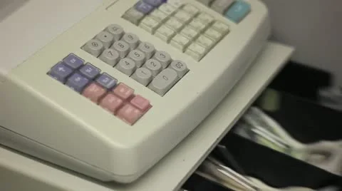A checkout being robbed/emptied Stock Footage 11134654