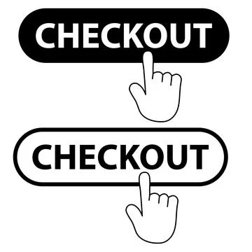 Checkout button with hand cursor on white background. Checkout Button sign. Stock Illustration