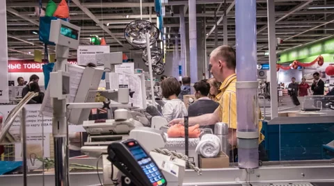 Checkout close up. Hypermarket. Video stock 58000834