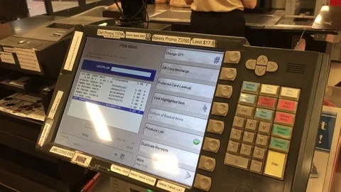 Checkout Computer at Grocery Store Video stock 81676699