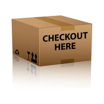Checkout here on cardboard box Stock Illustration