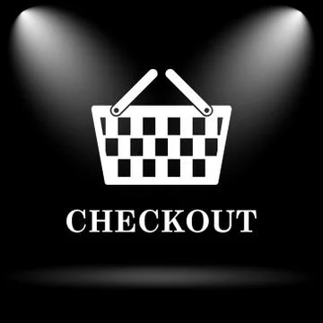 Checkout icon. Internet button on black background.. Stock Illustration