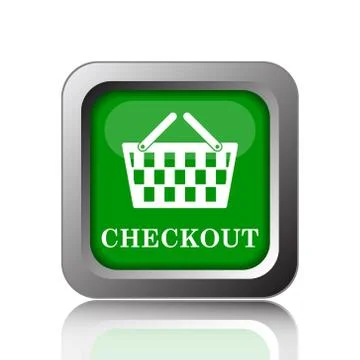 Checkout icon. Internet button on black background.. Stock Illustration