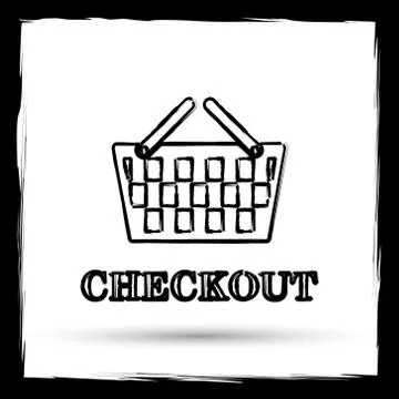 Checkout icon. Internet button on white background. Outline design imitating  Stock Illustration