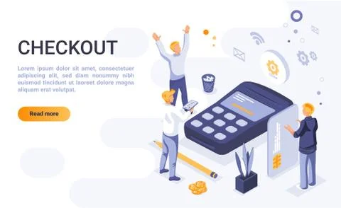 Checkout landing page vector isometric Stock Illustration