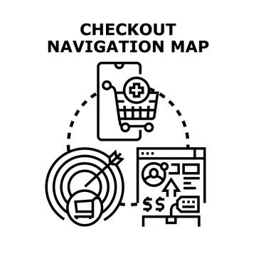 Checkout navigation map guiding online user experience Stock Illustration
