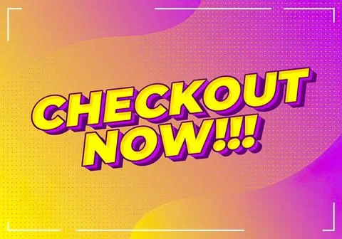 Checkout now text on colorful background for shopping Stock Illustration