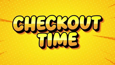 Checkout time comic book style text animation on yellow pop art background .. Stock Footage 335475142
