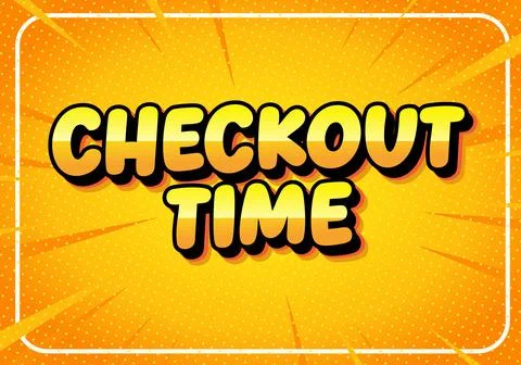 Checkout time text comic pop art style banner Illustrazione stock