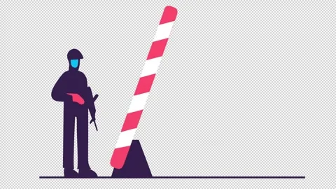 Checkpoint guard. Animation of a soldier at the checkpoint Stock Footage 322599767