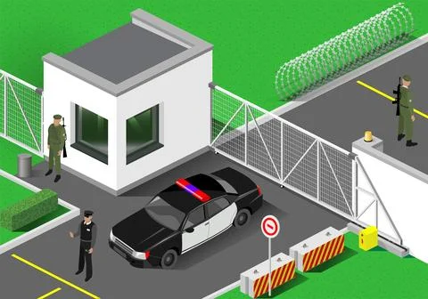 Checkpoint of a secret zone customs Stock Illustration