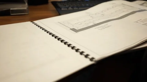 Checks of architectural drawing blueprint Stock Footage 98071663