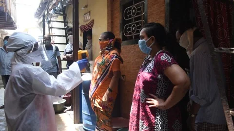 Checks the body temperature Stock Footage 130492073