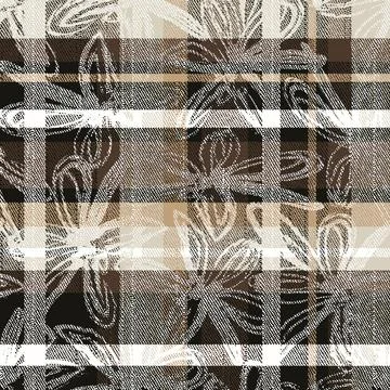 Checks with flower seamless pattern on textures background Stock Illustration