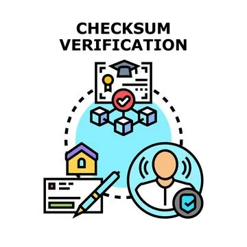 Checksum verification validating data integrity and security Stock-Illustration