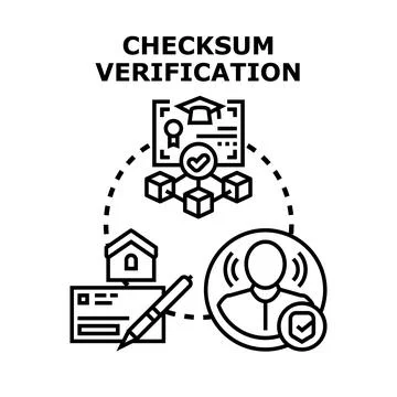 Checksum verification validating data integrity and security Stock Illustration