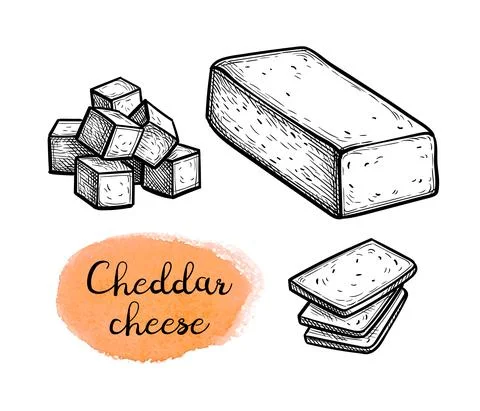 Cheddar cheese set. Stock Illustration