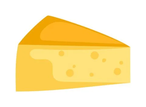 Cheddar cheese slice on white background Stock Illustration