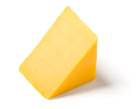 Cheddar Cheese on White Background Stock-Fotos