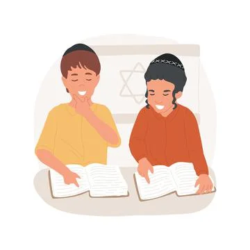 Cheder school isolated cartoon vector illustration. Illustrazione stock