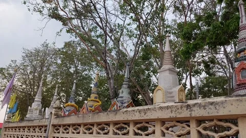 Chedi next to the temple wall Stock Footage 263886787