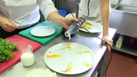 Cheef Decoration plate Stock Footage 92549351