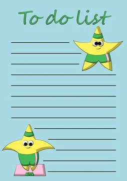 Cheek To do list with cute cartoon sport Star Illustrazione stock