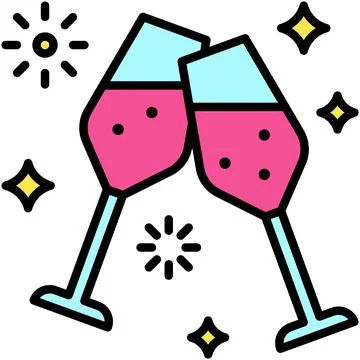 Cheer drinks icon, New year realated vector Stock Illustration