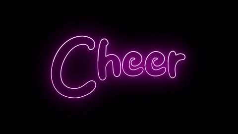 'Cheer' text animation with neon glow line. Stock Footage 282576966