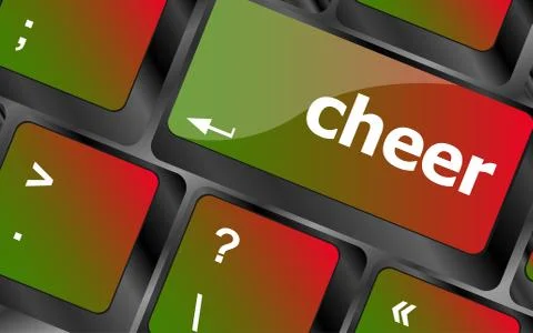 Cheer word on keyboard key, notebook computer button Stock Illustration