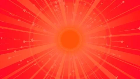 A cheerful 3d rendering of a shimmering orange sun with wide and narrow rays  イラスト素材