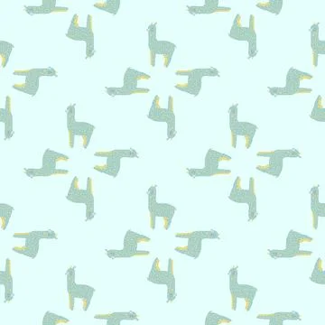 Cheerful alpaca seamless pattern. Background with funny llama in doodle style Stock Illustration